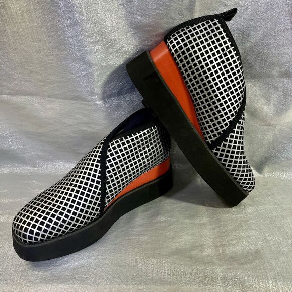UN United Nude Fold Stella LO Silver Grid Black and Redish Orange Size 38 - Picture 2 of 11